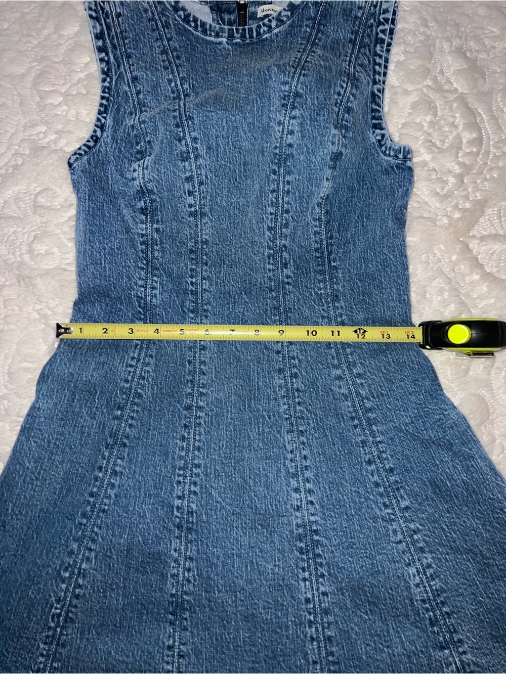 Abercrombie & Fitch A-Line Sleeveless Denim Mini Dress - Blue - Picture 8 of 9